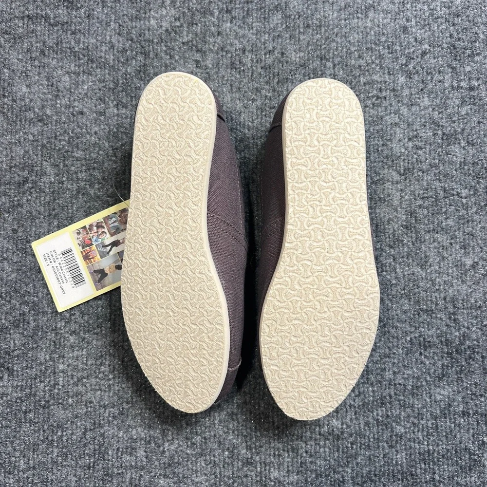 NIB TOMS Classic Alpargata Size 5 Ash‎ Canvas Grey Slip On Flats Shoes 001001B07